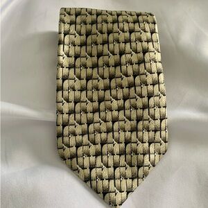 Bill Robinson Silk Tie Elegant Gold Patterned Geometric Men's 56” Long 4” Wide